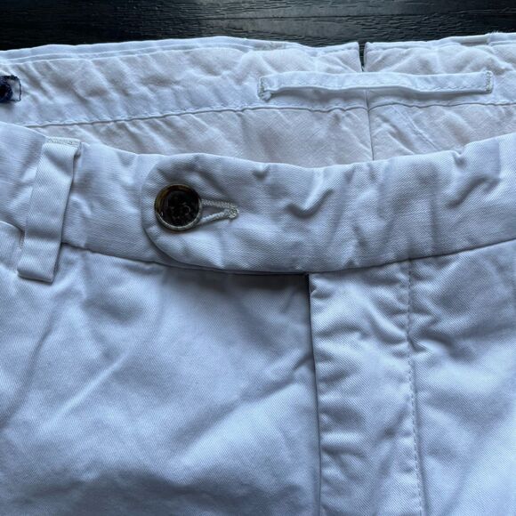 SUITSUPPLY Men's EU 52 Flat Front Trousers Pure Cotton Tapered Chino Pants White - Picture 6 of 12